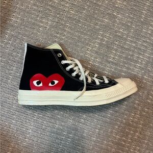 Black High-Top Sneakers with Red Heart Graphic
